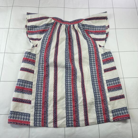 Xirena Top Womens XS Cream Cali Emi Striped Flutter Sleeve Boho Button Up Cotton - Picture 3 of 8